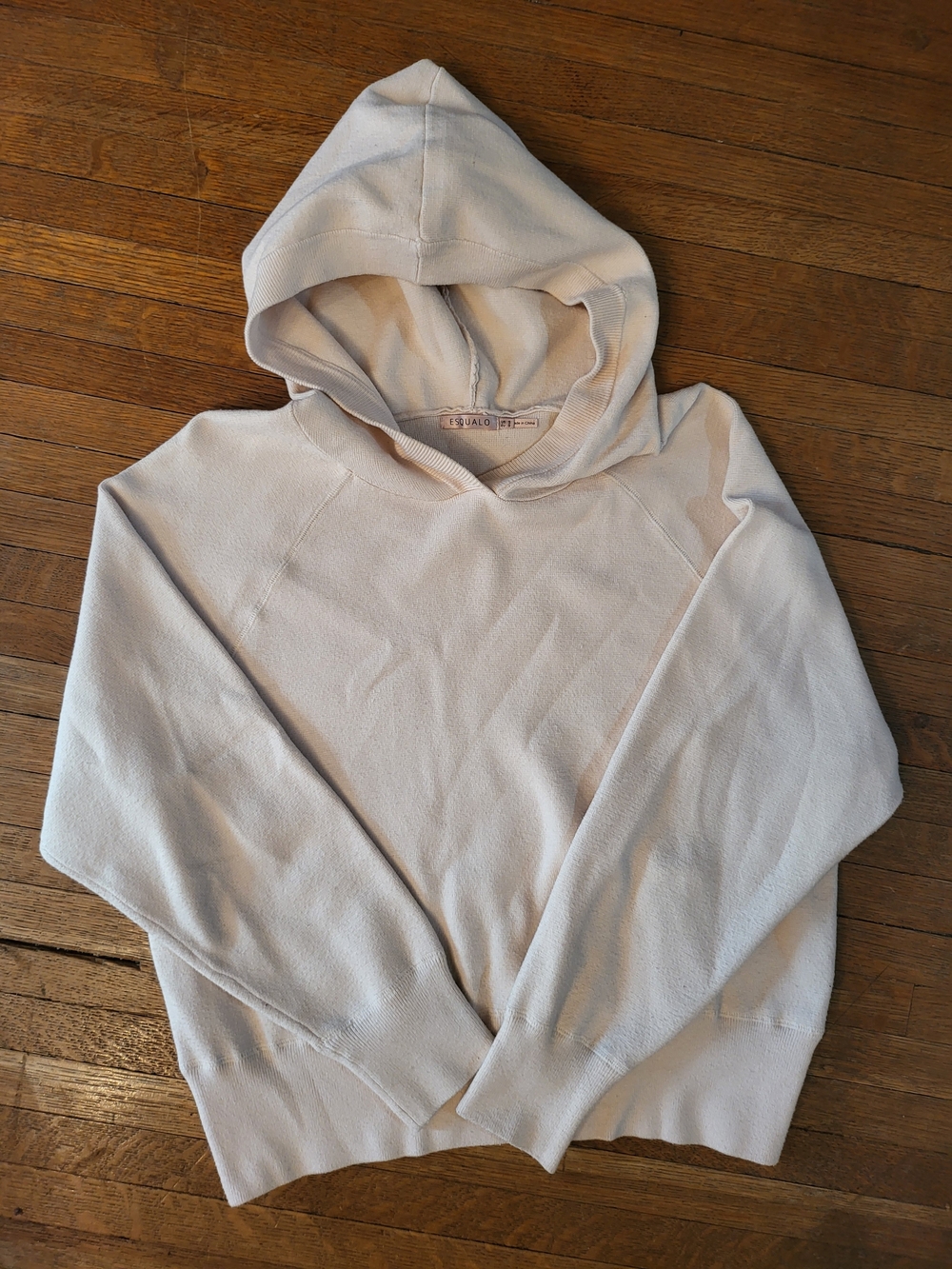 ESQUALO Cream Women's Knit Hooded Crewneck Sweater